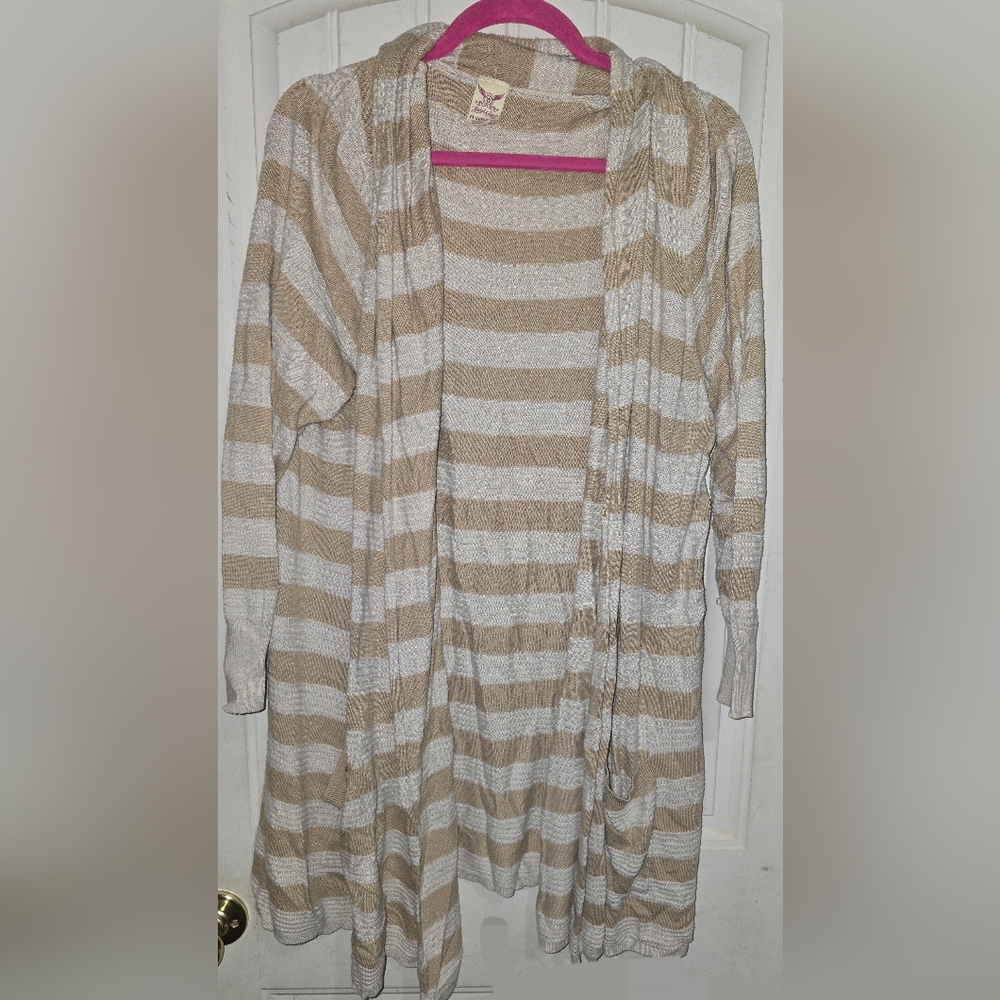 Striped Beige and White Women's Cardigan
